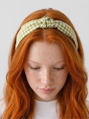 Green Gingham Knot Headband - Women Accessories